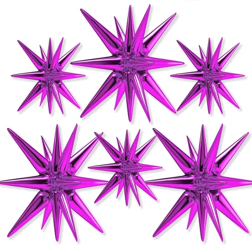 Vista 12 de Globos de papel de aluminio con forma de estrella negra de PartyWoo, 2 piezas de 42 pulgadas, grandes, con puntas explosivas, de Mylar