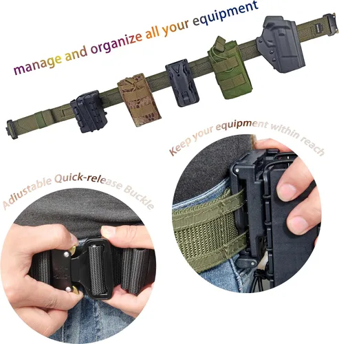 Vista 5 de Cinturón táctico para armas de batalla, liberación rápida de 1.75 pulgadas Molle Law Enforcement Rigger de guerra, rango de tiro de combate Nylon