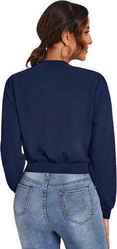 Vista 2 de SweatyRocks Chaqueta tipo bombardero de manga larga con cremallera para mujer