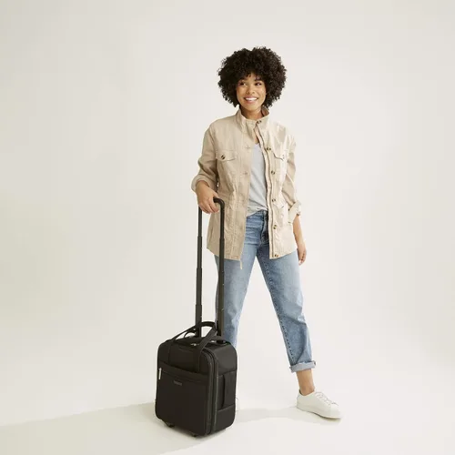 Vista 8 de Vera Bradley Bolsa de trabajo con ruedas Softside para mujer, Paisley Botáni