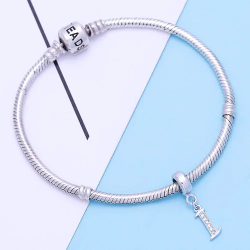 Vista 4 de SoulBeads - Colgantes de plata fina 0,925 de letra inicial, alfabeto A-Z. Dije con cristales compatibles con brazaletes europeos