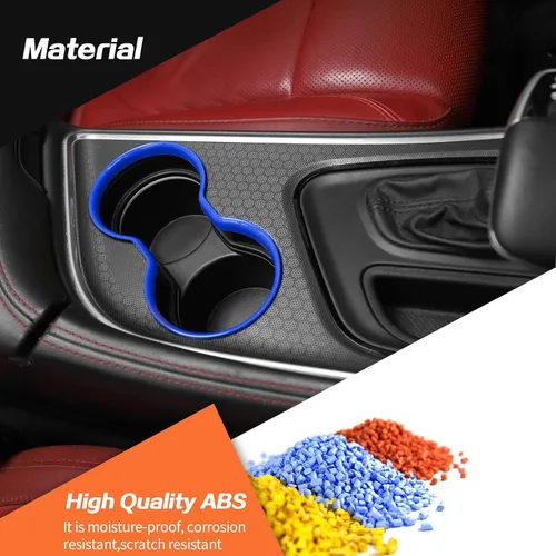 Vista 5 de JeCar Cubierta de Moldura para Portavasos Delantero Accesorios Interiores Compatible con Dodge Challenger 2015-2020 (Azul)