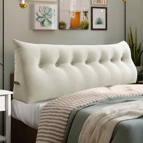 Vista 15 de Almohada de cuña doble gruesa de 8 libras para cabecero de dormitorio universitario, almohada de cuña de terciopelo con respaldo triangular