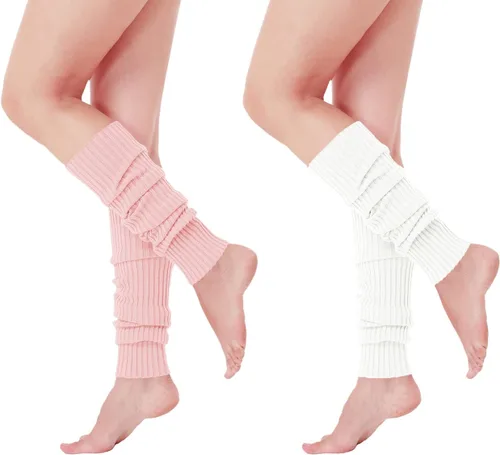 Vista 2 de V28 calentadores de piernas acanalados para mujer, estilo años 80, para fiestas deportivas