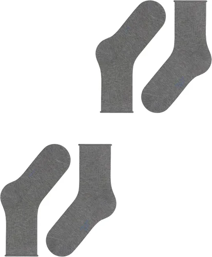 Vista 6 de FALKE Mujer Happy Crew Cut W 2 pares, Gris (gris claro en mezcla 3390)
