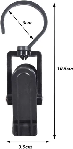 Vista 2 de 10 ganchos giratorios de plástico superfuertes para colgar en el hogar, clips giratorios para lavandería, clips de cortina, alfileres de ropa, clips