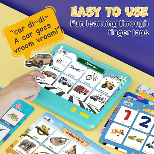 Vista 2 de HOMESTEC Astro Pad, juguetes de aprendizaje interactivos para niños de 3 4 5 6 años, tableta educativa de terapia del habla para niños, incluye