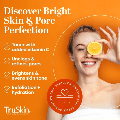 Vista 2 de TruSkin BHA Exfoliante líquido y tóner – PHA AHA BHA exfoliante suave con ácido salicílico y glicólico, vitamina C – Mejora la apariencia del tono