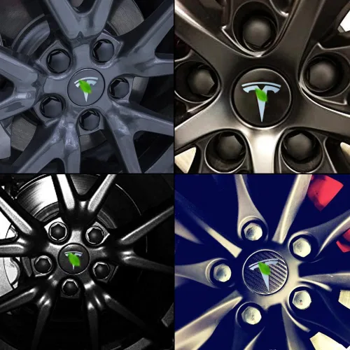 Vista 7 de Adhesivos con emblema T para llanta de rueda de tapa central, 5 piezas, compatibles con el modelo S X 3 Plata