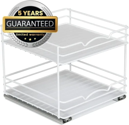 Vista 2 de HOLDN' STORAGE Organizador de especias blanco para gabinete, resistente, estante de especias extraíble, garantía limitada de por vida, organización