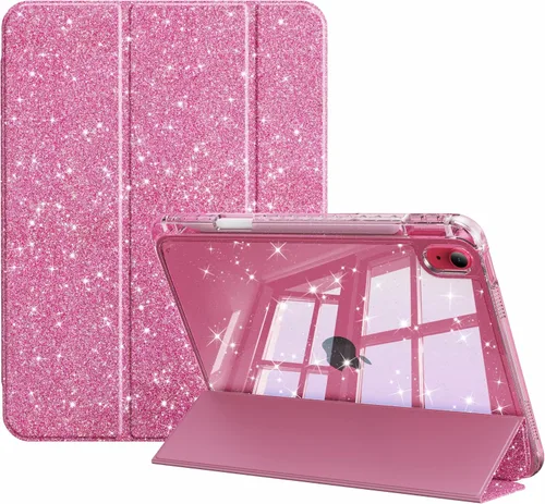 Vista 11 de Funda compatible con iPad de 11ª y 10ª generación de 11 pulgadas 2025/10.9 pulgadas 2022, parte trasera transparente brillante con soporte