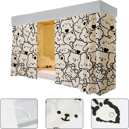 Vista 7 de Lobagve Van Caro - Cortinas de litera transpirables para dormitorio de estudiantes, cortinas de cama transpirables, a prueba de polvo, tela opaca