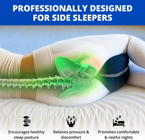 Vista 3 de SmoothSpine Alignment Almohada de pierna para personas que duermen de lado, almohada ergonómica de espuma viscoelástica con correa ajustable