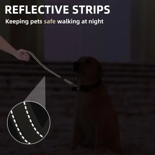 Vista 5 de PUPTECK Correa reflectante para perro con cómodo mango acolchado, correa de nailon duradera para perros pequeños, medianos y grandes, gatos Beige