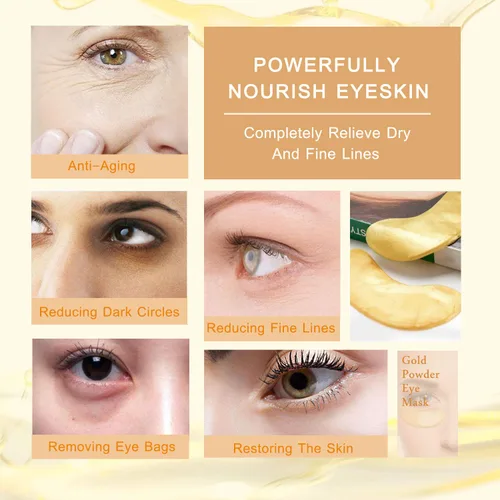 Vista 7 de Máscara de ojos de oro de 24 quilates, 25 pares de máscaras para ojos hinchados y ojeras, parches debajo de los ojos para hidratación profunda
