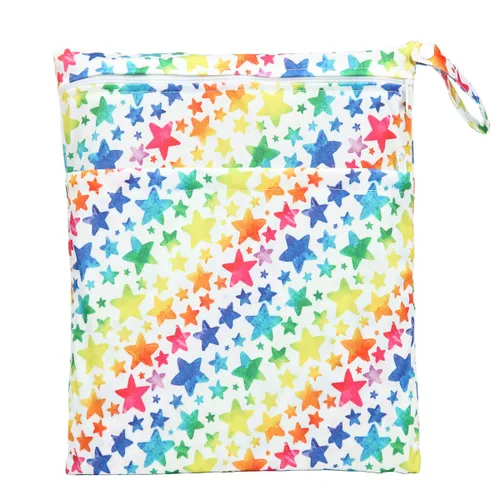 Vista 26 de Wet Bag - Bolsa de pañales de tela para bebé, reutilizable, lavable, con dos bolsillos con cremallera (mapache animal)