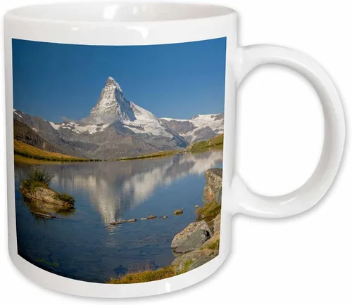 Vista 9 de 3dRose Danita Delimont – Mountain – Suiza, Zermatt, Matterhorn reflected in Stellisee – Tazas, Negro/Blanco