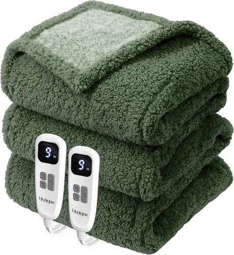 Vista 15 de Heated Blanket Electric Blanket Queen - Fast Heating Blanket Throw Dual Control Double Sided Sherpa with 10 Heating Levels & 2-10 Hours Auto Off