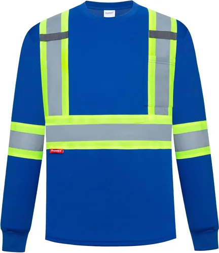 Vista 12 de ProtectX Camisas de manga larga de alta visibilidad, camiseta de seguridad reflectante de alta visibilidad para hombres y mujeres, camisa