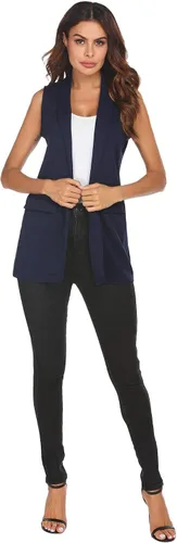 Vista 6 de HOTLOOX Chaleco sin mangas para mujer, cárdigan largo, casual, frente abierto, gabardina con bolsillos, talla XXL