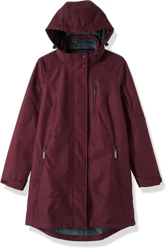 Vista 5 de Outdoor Ventures Chaqueta larga Softshell para mujer con capucha extraíble aislada, abrigo de invierno impermeable con forro polar cálido