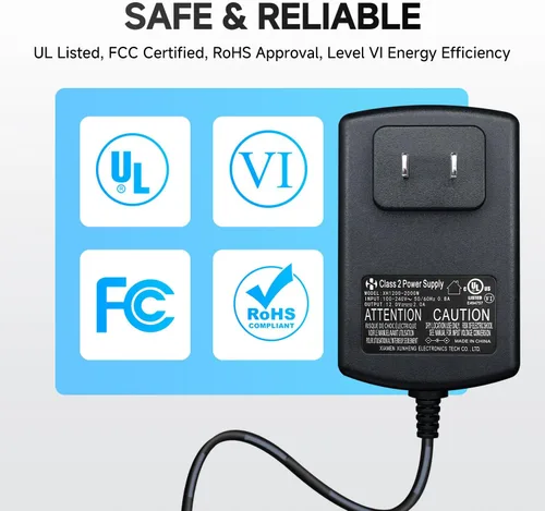 Vista 5 de Adaptador de fuente de alimentación de 12 V, 2 A, 10 pies, CA a CC 24 W, 2000 mA, 1500 mA, 1000 mA, 500 mA, cable de alimentación de repuesto