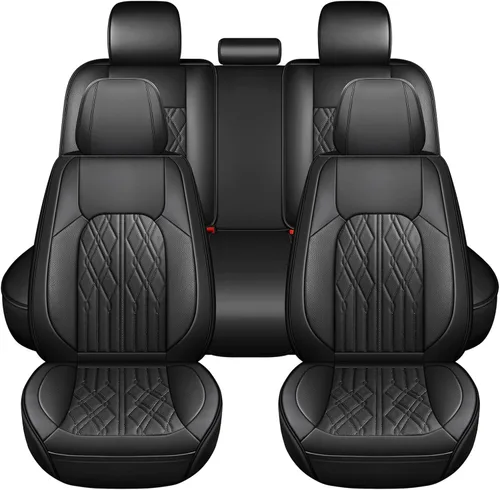 Vista 14 de Huidasource Juego completo de fundas de asiento de automóvil, funda de asiento de cuero transpirable para la mayoría de automóviles, SUV