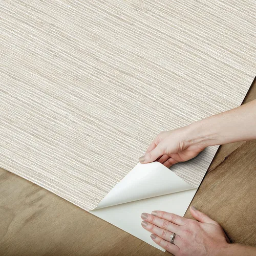 Vista 6 de [Usado] RoomMates Neutral Papel pintado dimensional de tela de hierba para despegar y pegar, RMK12682PLW