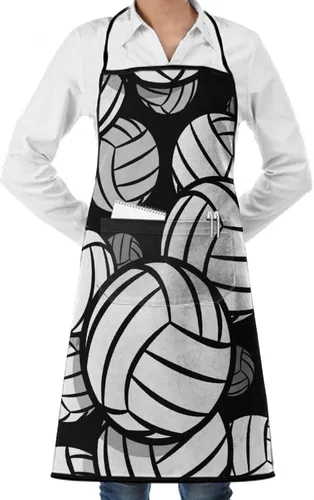 Vista 22 de Delantal unisex con cuello ajustable con bolsillos espaciosos y lazos largos