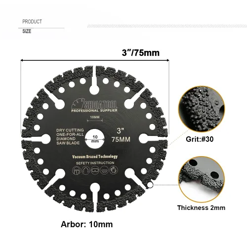 Vista 5 de SHDIATOOL Hoja de corte de metal de diamante de 3 pulgadas Rueda de corte multiusos para barras de refuerzo de chapa de acero inoxidable de hierro