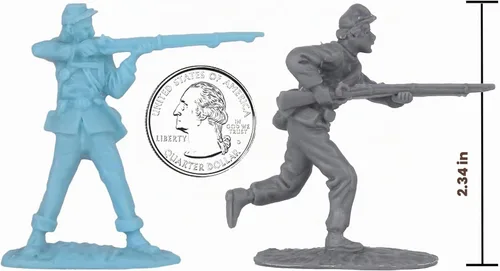 Vista 2 de BMC CTS American Civil War Plastic Army Men - 32 figuras de soldado azul y gris