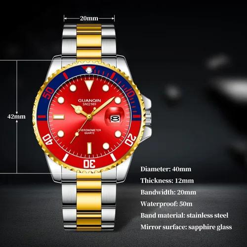 Vista 6 de CROWNQIN Reloj de pulsera de cuarzo con cronógrafo impermeable para hombre