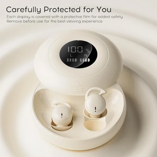 Vista 7 de Auriculares para dormir Bluetooth, auriculares de silicona para Beige