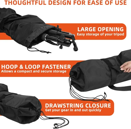 Vista 6 de Bolsa de transporte para trípode de hasta 45 pulgadas, bolsa de almacenamiento de trípode de nailon resistente con correa para el hombro, bolsa
