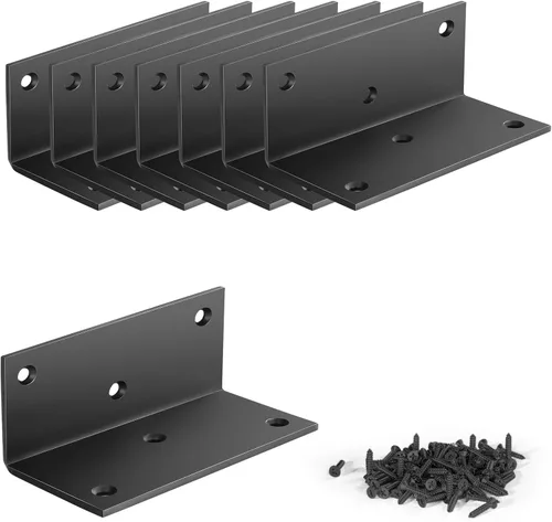 Vista 12 de 8 soportes de hierro de ángulo recto de 2.76 pulgadas de largo con tornillos, 2.76 x 1.57 x 1.57 pulgadas, soporte de esquina de 90 grados