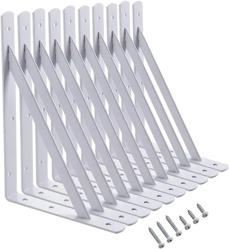 Vista 19 de HOME MASTER HARDWARE Soportes de estante de 10 x 8 pulgadas, soporte de ángulo de pared triangular de 90 grados en L para estantes flotantes, Negro