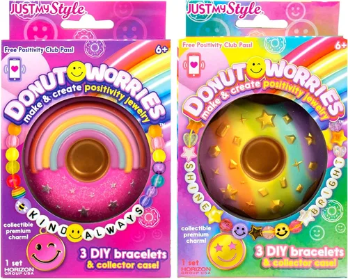 Vista 10 de Donut Worries Make & Create Positivity Jewelry, kits de cuentas coleccionables 2 en 1, joyas significativas para niñas adolescentes, haz tu propio