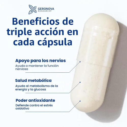 Vista 6 de Geronova Research® Bio-Enhanced® Ácido R-Lipoico - 600 mg, 120 Cápsulas