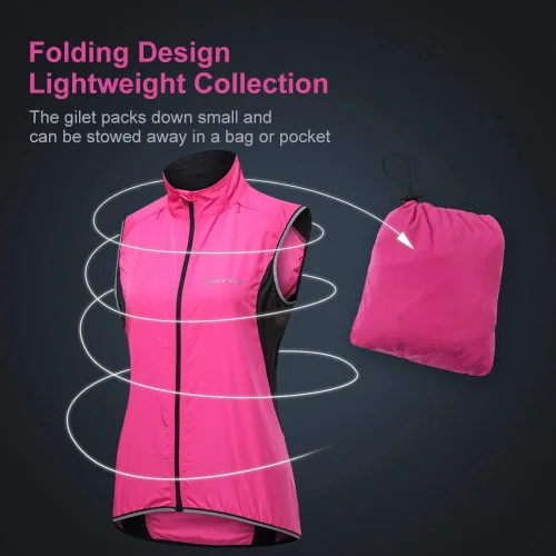 Vista 6 de Chaleco de ciclismo reflectante para mujer para seguridad y viento