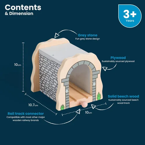 Vista 2 de Bigjigs Rail Túnel de piedra gris: otras marcas principales de rieles de madera son compatibles