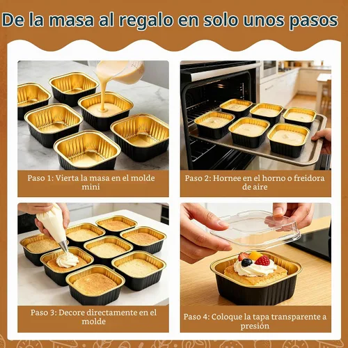 Vista 4 de NPLUX Mini moldes para pasteles de Halloween, 50 onzas, color oro negro