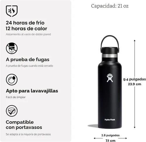 Vista 7 de Hydro Flask Botella de agua – Acero inoxidable aislado – Antiderrames, a prueba de fugas en 21 oz Tonal Trillium