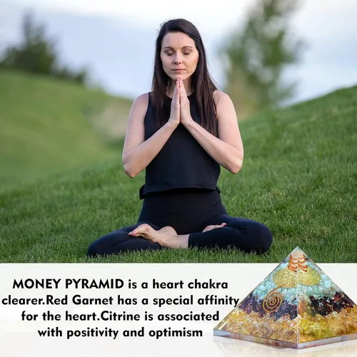 Vista 7 de Pirámide de orgón de triple dinero que atrae riqueza y prosperidad: pirámide de cristales para energía positiva y meditación Yoga Energía positiva