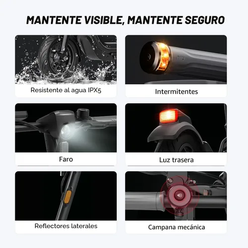 Vista 4 de NIU 100P/100F/300P/300X Electric Scooter Adult - E Scooter with Suspension, 600-1000W Peak Power, 18-37.3 Miles Max Range, Top Speed 17.4-23.6MPH