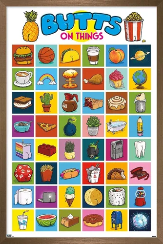 Vista 15 de Trends International Brian Cook: Butts on Things - Póster de collage de pared, 22.4 pulgadas de largo x 14.7 pulgadas, versión enmarcada de madera