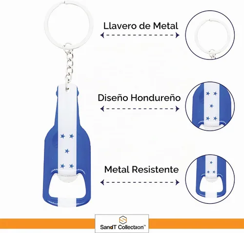 Vista 3 de Llavero abrebotellas de cerveza con bandera hondureña - 1 pieza