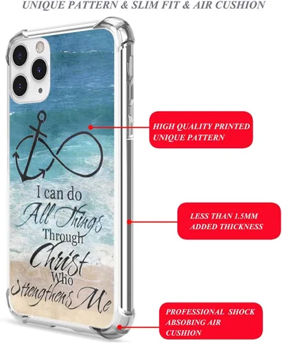 Vista 3 de Funda de gel de silicona para iPhone 12 Pro Max, Anchor Christian, protección delgada a prueba de caídas, absorción de golpes, biseles elevados