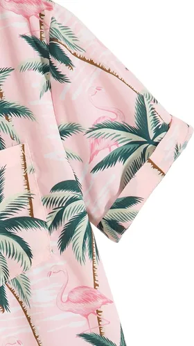 Vista 4 de Floerns Blusa de manga corta con botones y estampado tropical para hombre