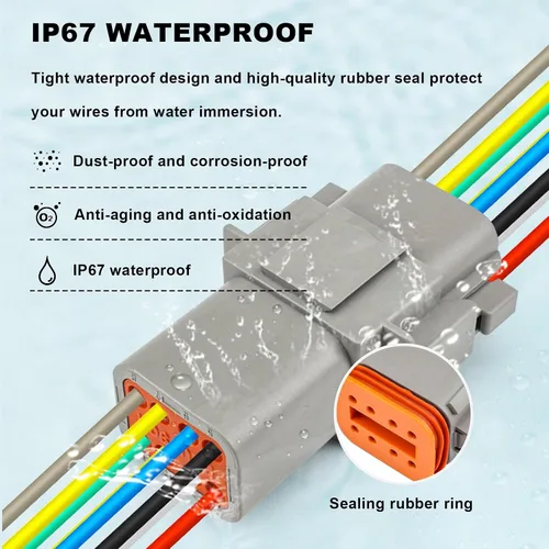 Vista 2 de Deutsch - Conector DT de 2 pines, 2 vías DT automotriz, impermeable, conector eléctrico macho hembra, arnés de cableado con cable de 16 AWG