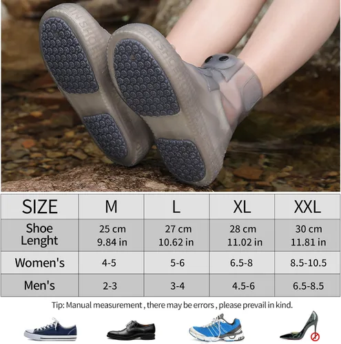 Vista 2 de SooGree Fundas impermeables para botas de lluvia, protectores de silicona para zapatos, control de arena, antideslizantes, plegables, reutilizables